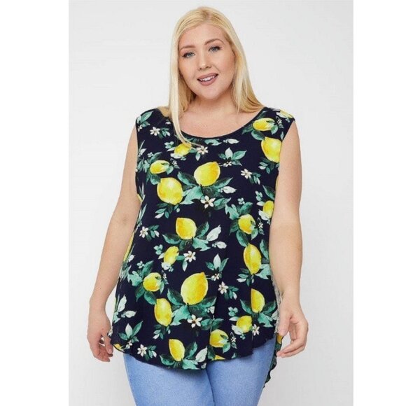 Garden High-low Hemline Sleeveless Top Size Plus 1X - Picture 1 of 3